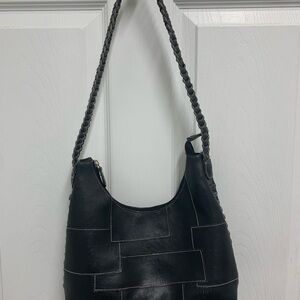 Y2k Vintage Black Leather Shoulder Bag